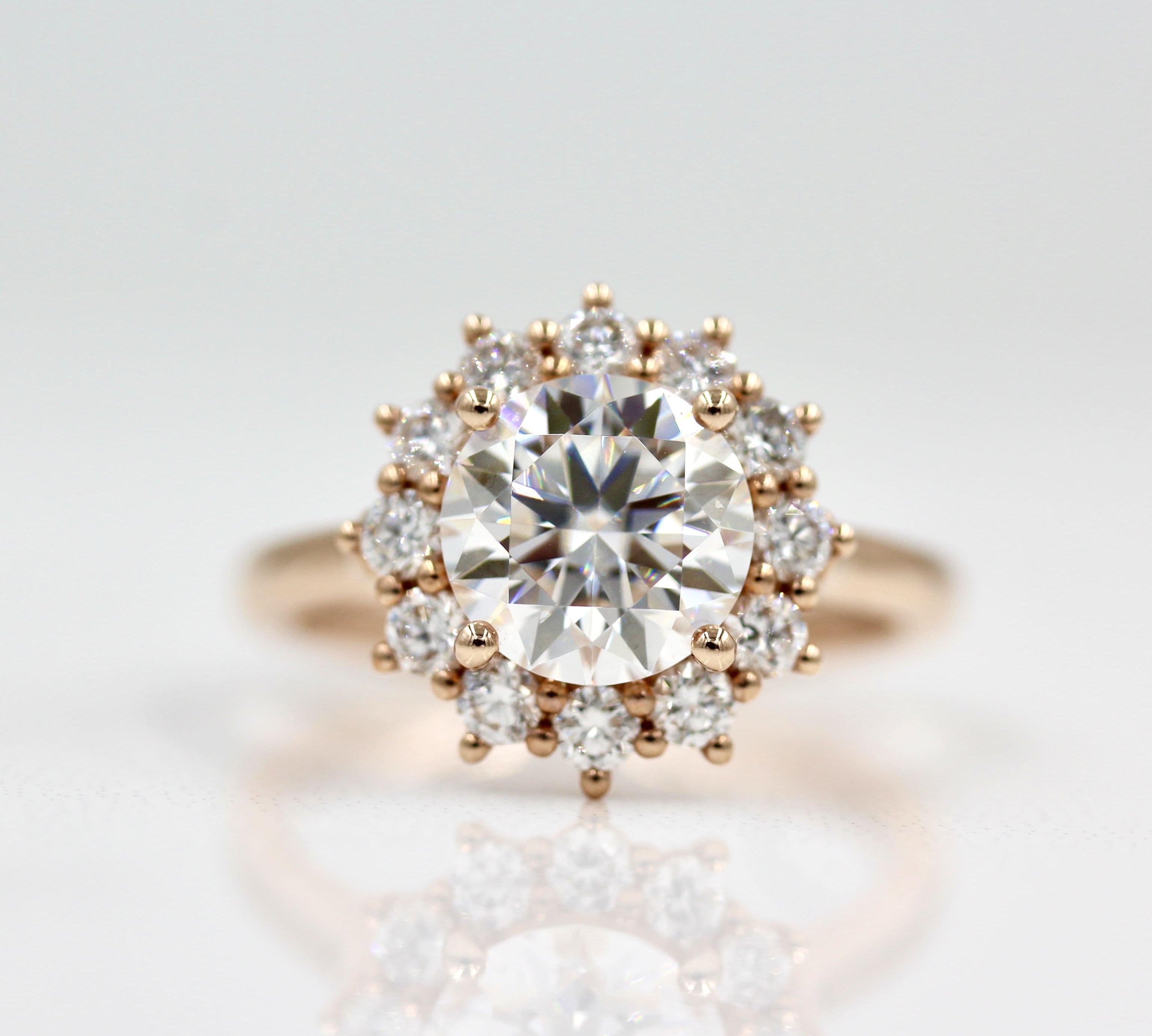 1.80 CT Round Cut Halo Moissanite Engagement Ring 1