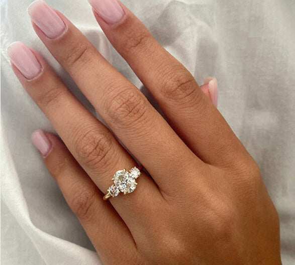 2.1 CT Oval Three Stone Moissanite Engagement Ring 1