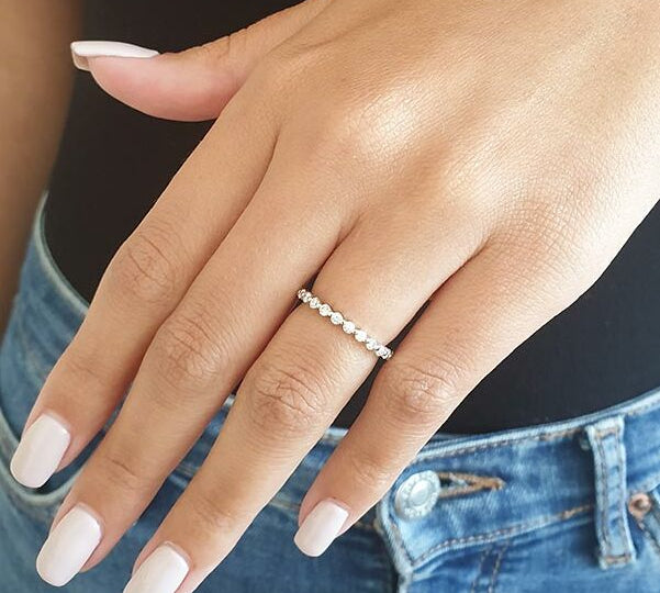 1.0 TCW Round Cut Full Eternity Moissanite Wedding Band 1