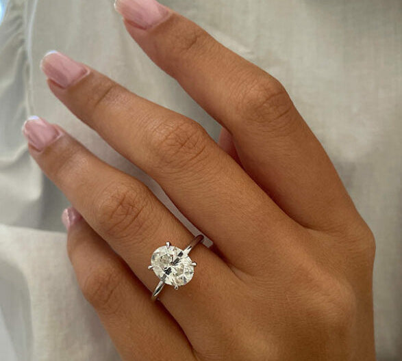 2.1 CT Oval Cut Solitaire Style Moissanite Engagement Ring 1