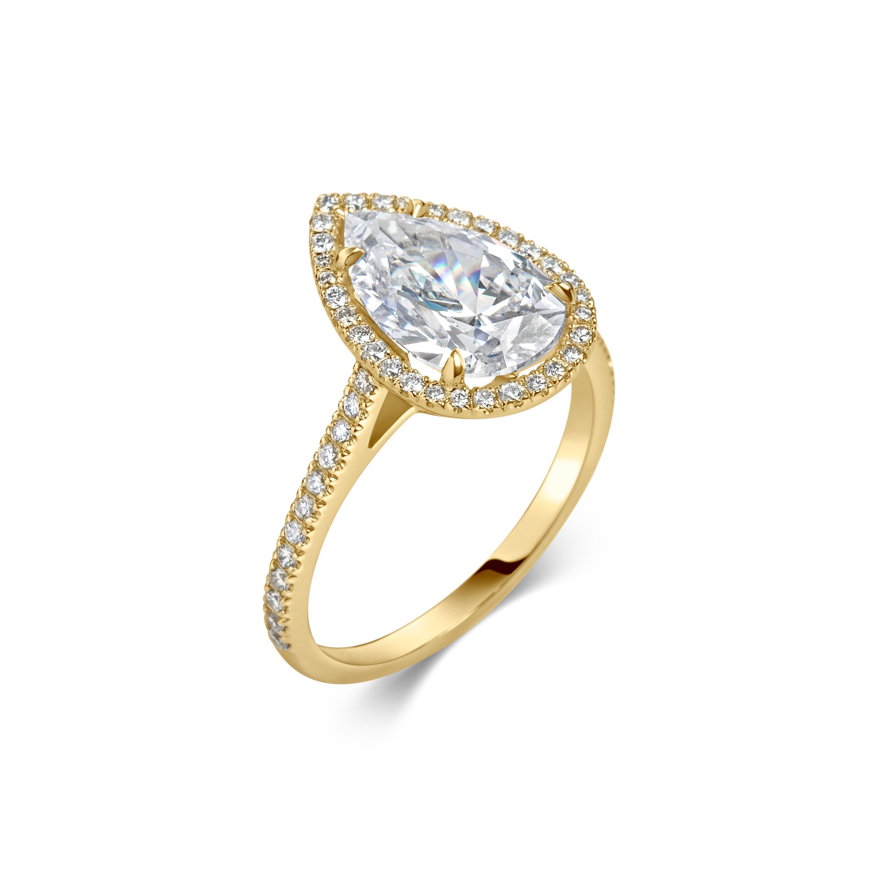 2 CT Pear Halo CVD F/VS1 Diamond Engagement Ring 18