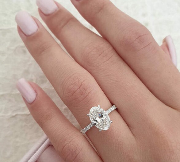 4.0 CT Oval Cut Pave Setting Moissanite Engagement Ring 1