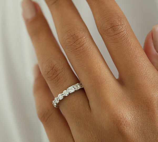 2.0 TCW Asscher and Round Cut Alternative Style Wedding Band 1