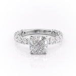 2.15 CT Cushion Cut Pave Moissanite Engagement Ring 10