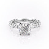 2.15 CT Cushion Cut Pave Moissanite Engagement Ring 10