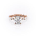 2.15 CT Cushion Cut Pave Moissanite Engagement Ring 12