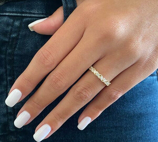 0.80 TCW Marquise and Round Cut Alternative Style Wedding Band 1