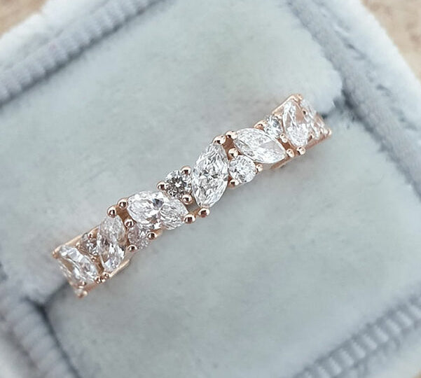 0.80 TCW Marquise and Round Cut Alternative Style Wedding Band 2