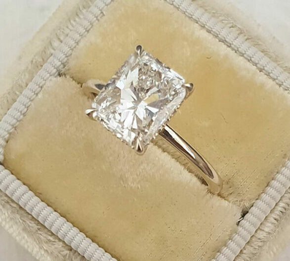 2.1 CT Radiant Cut Solitaire Style Moissanite Engagement Ring 2