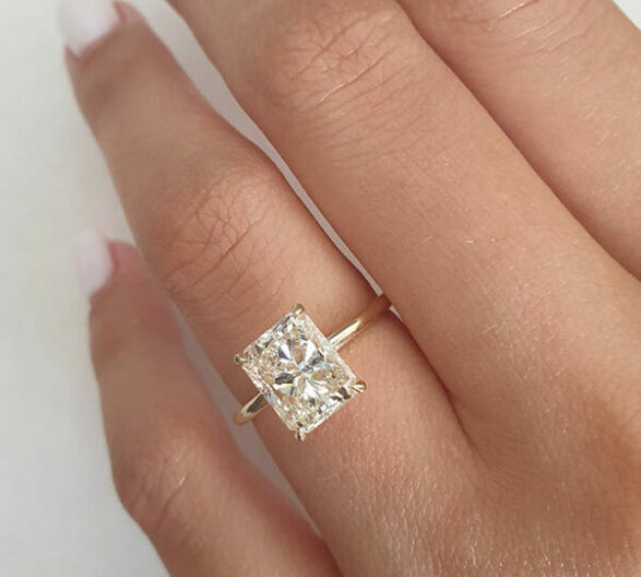 2.1 CT Radiant Cut Solitaire Style Moissanite Engagement Ring 1