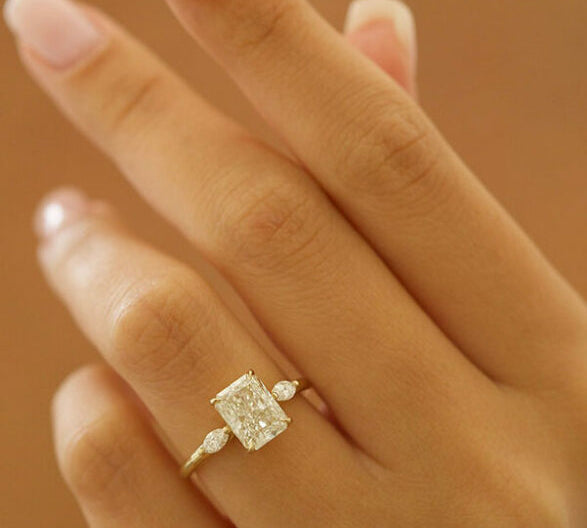 2.54 CT Radiant Three Stone Moissanite Engagement Ring 1