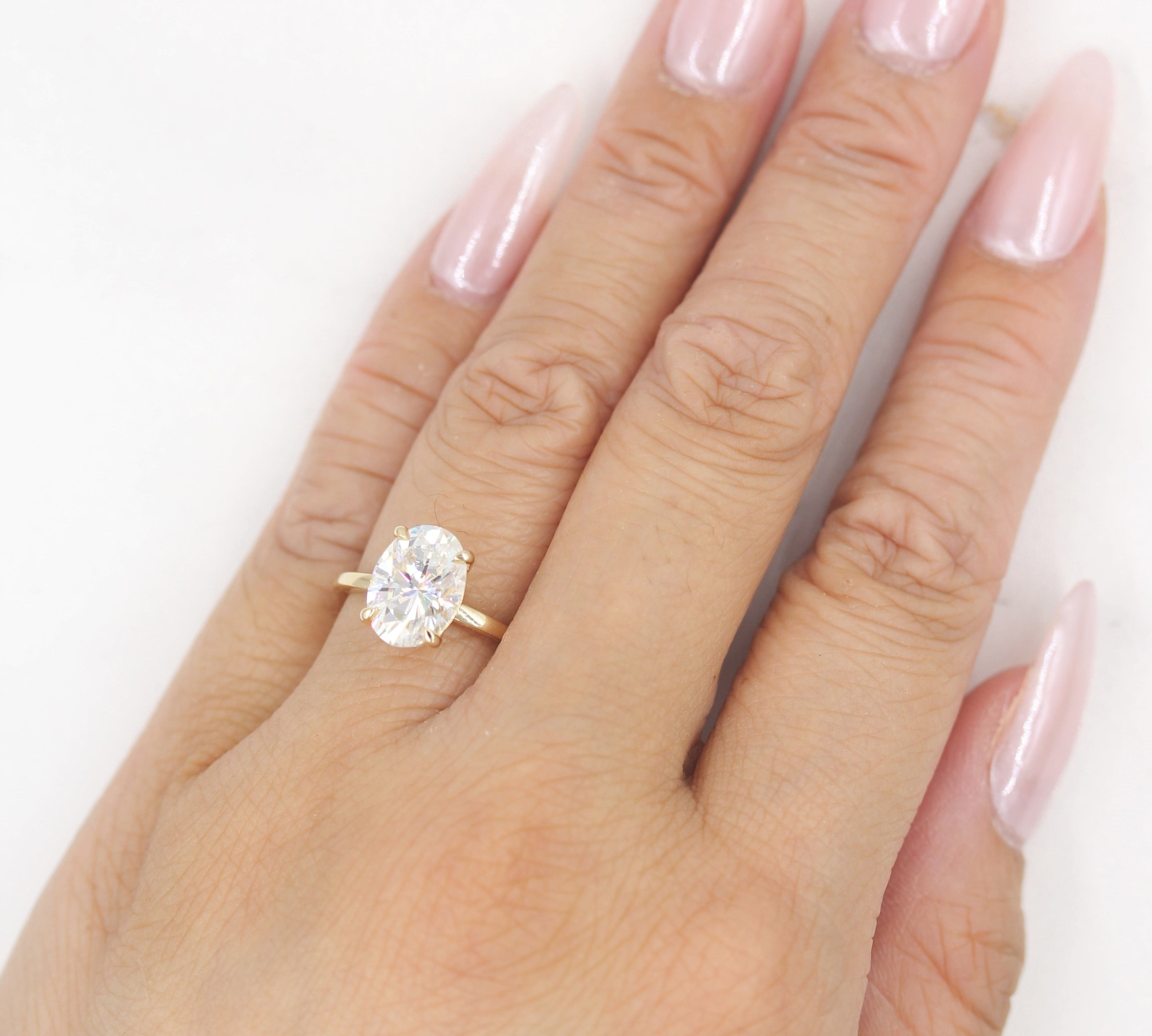 3.50 CT Oval Cut Solitaire Moissanite Engagement Ring 2