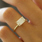 1.5 CT Emerald East West Solitaire Moissanite Engagement Ring 2