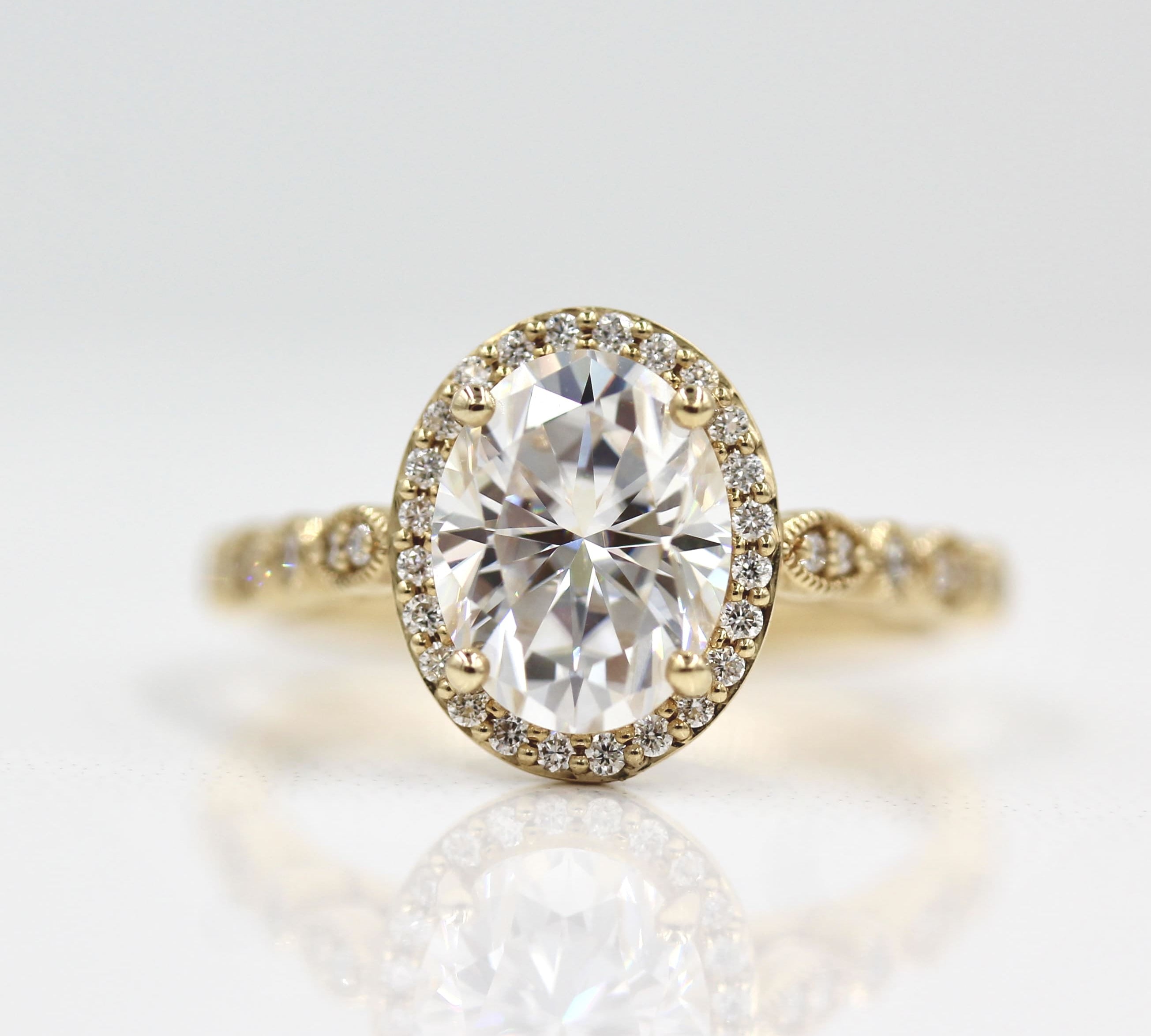 1.91 CT Oval Cut Halo Moissanite Engagement Ring 1