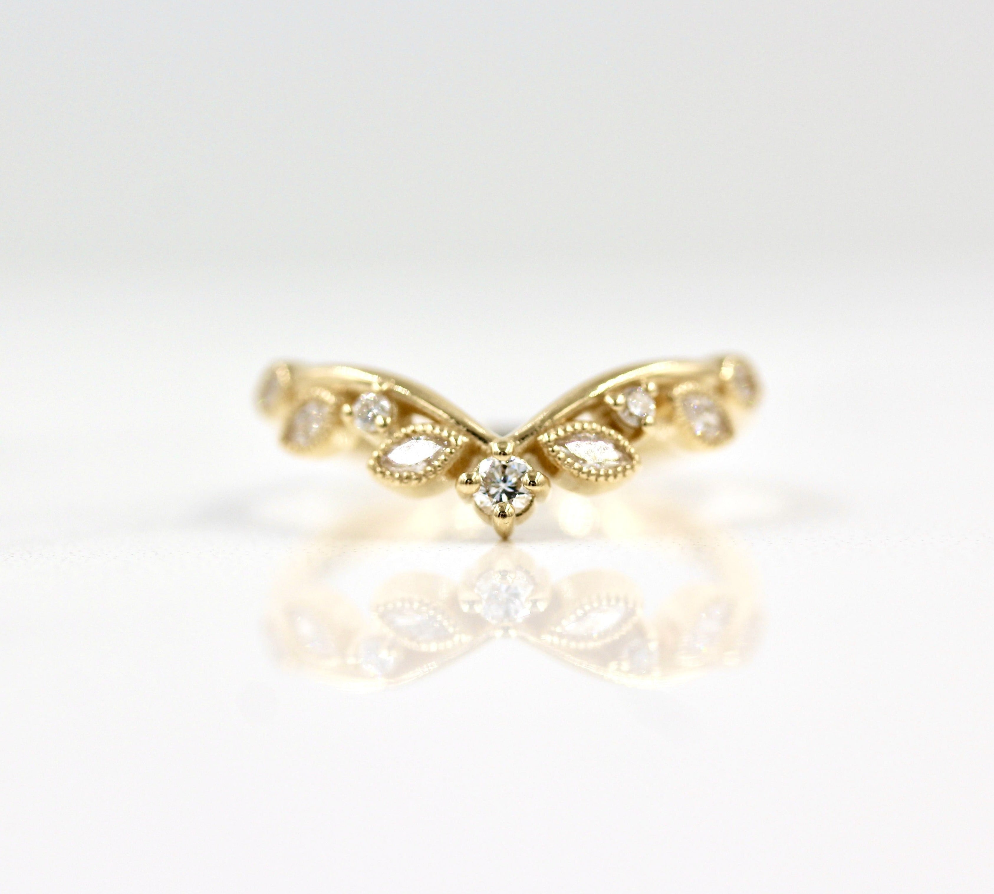 0.21 TCW Round Cut Milgrain Curved Moissanite Wedding Band 3