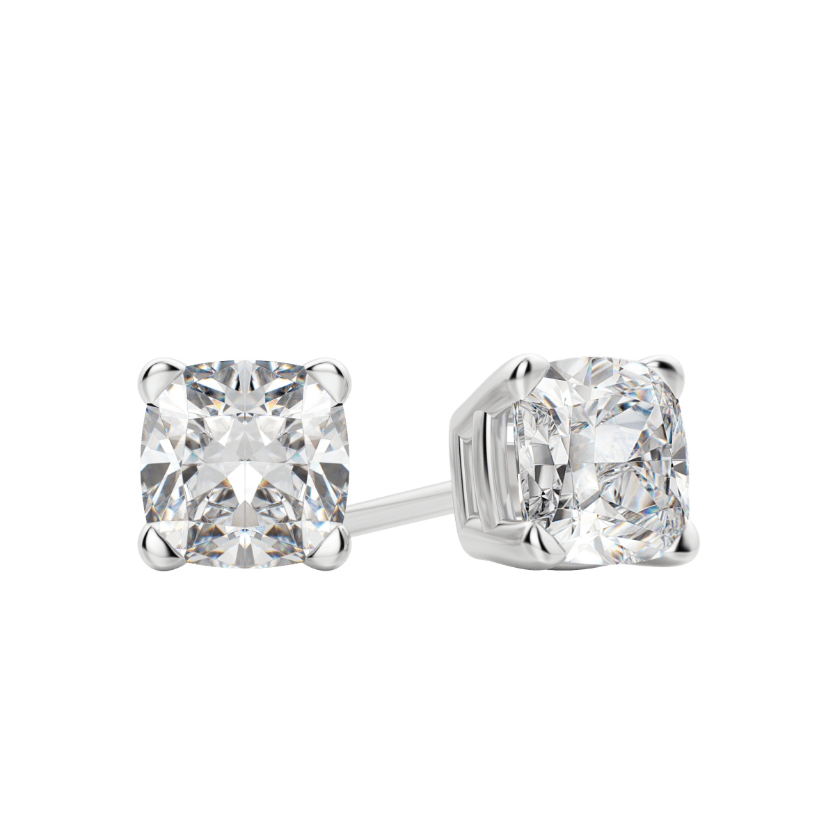 0.50 CT-2.0 CT Cushion Solitaire CVD F/VS Diamond Earrings 3