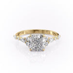 2.15 CT Cushion Cut Cluster Style Moissanite Engagement Ring 11