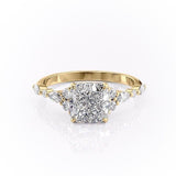 2.15 CT Cushion Cut Cluster Style Moissanite Engagement Ring 11