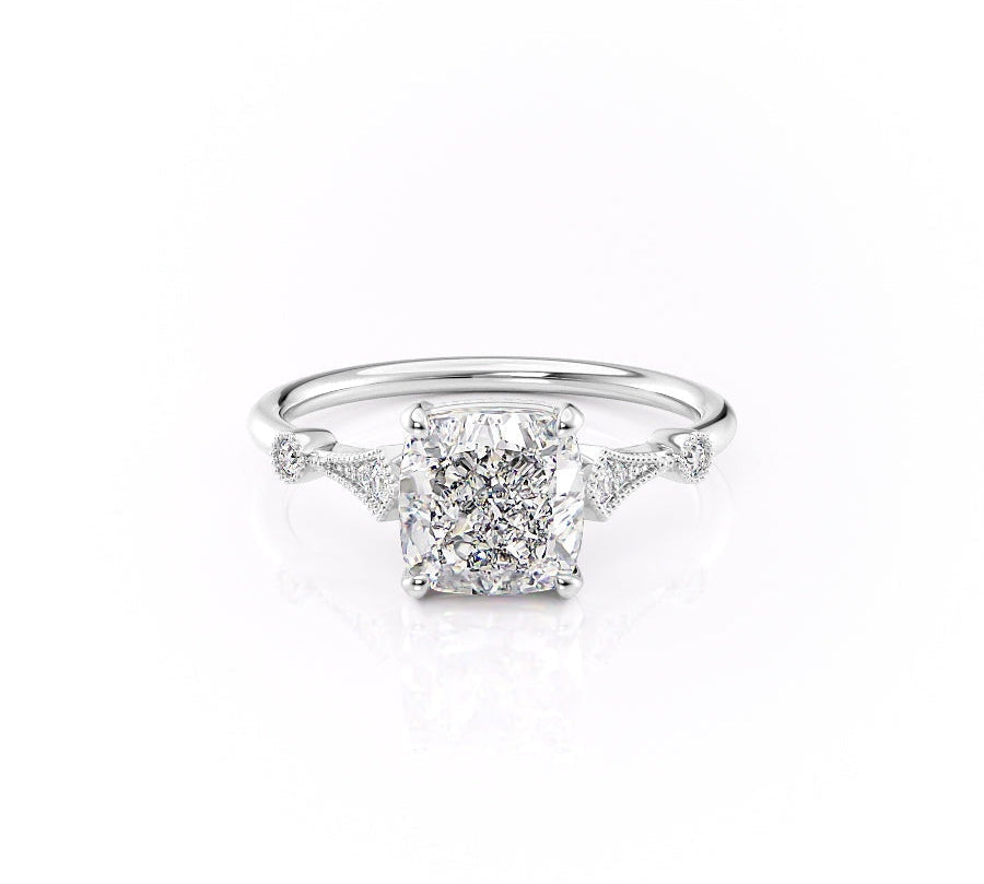 2.15 CT Cushion Cut Milgrain Vintage Style Engagement Ring 8