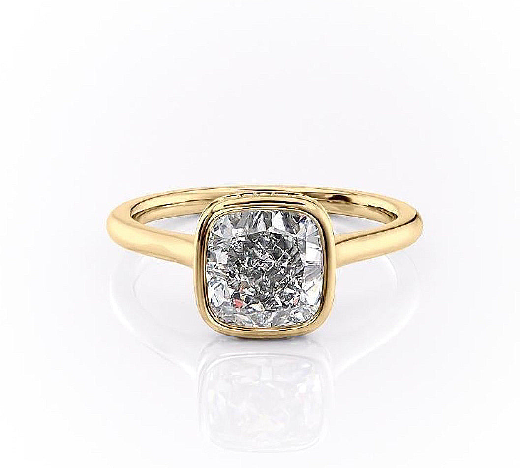 2.54 CT Cushion Cut Bezel Setting Moissanite Engagement Ring 2