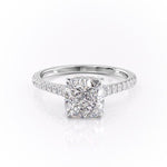 2.15 CT Cushion Cut Pave Setting Moissanite Engagement Ring 10