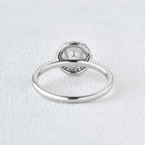 1.0 CT Round Cut Halo Pave Moissanite Engagement Ring 8