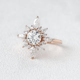 0.7 CT Round Cut Cluster Halo Moissanite Engagement Ring 14