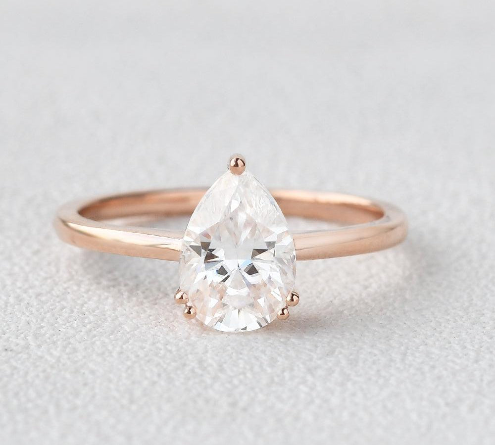 1.93 CT Pear Cut Solitaire Moissanite Engagement Ring 1