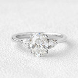 0.94 CT Oval Cut Three Stone Moissanite Engagement Ring 8