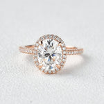 1.91 CT Oval Cut Halo Pave Moissanite Engagement Ring 1