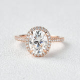 1.91 CT Oval Cut Halo Pave Moissanite Engagement Ring 1