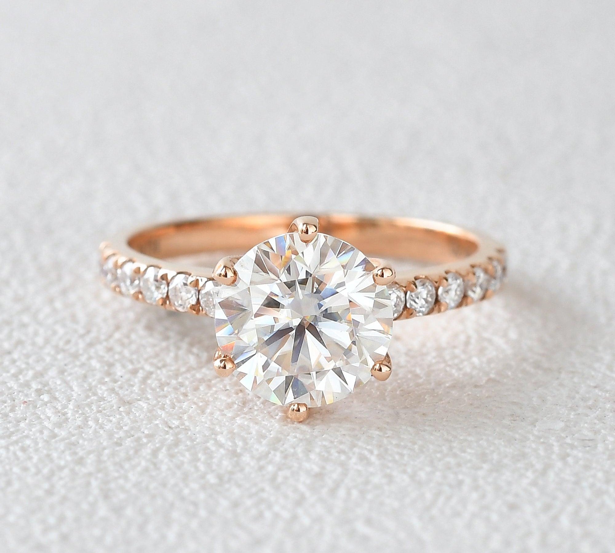 1.8 CT Round Cut Solitaire Pave Moissanite Engagement Ring 1