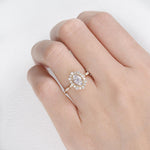 0.94 CT Oval Cut Halo & Pave Moissanite Engagement Ring 6