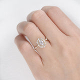 0.94 CT Oval Cut Halo & Pave Moissanite Engagement Ring 6