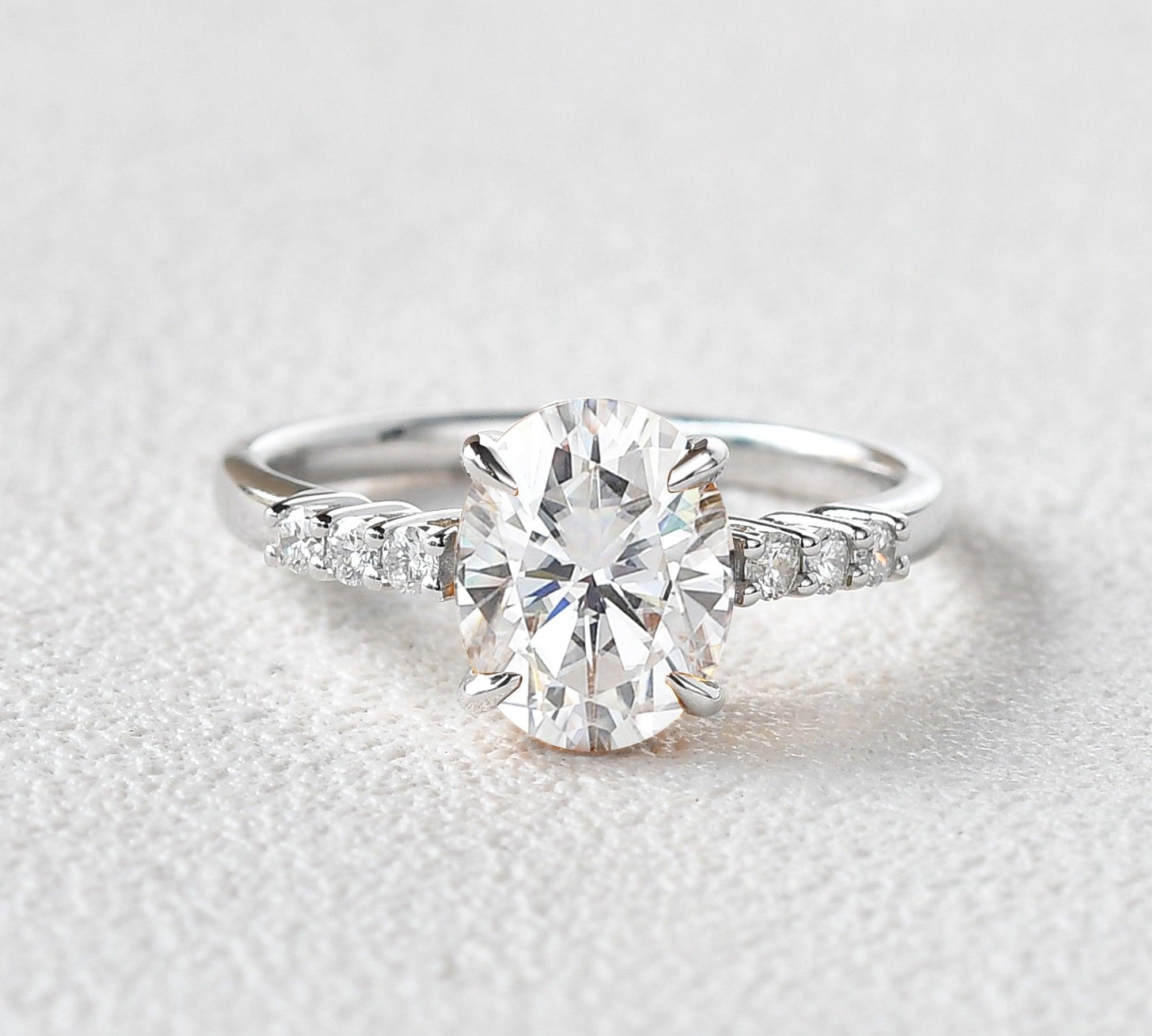 1.91 CT Oval Cut Solitaire Pave Moissanite Engagement Ring 1