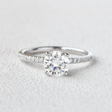 1.0 CT Round Cut Solitaire Pave Moissanite Engagement Ring 1