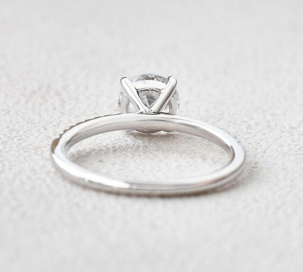 1.0 CT Round Cut Solitaire Pave Moissanite Engagement Ring 3