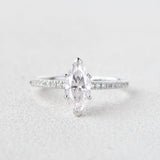 1.0 CT Marquise Cut Solitaire Pave Moissanite Engagement Ring 1