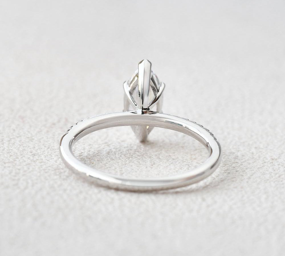 1.0 CT Marquise Cut Solitaire Pave Moissanite Engagement Ring 2