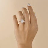 0.94 CT Oval Cut Cluster Vintage Moissanite Engagement Ring 7