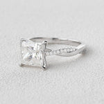 1.75 CT Princess Cut Twisted Pave Moissanite Engagement Ring 3
