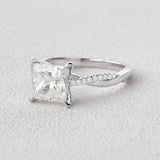 1.75 CT Princess Cut Twisted Pave Moissanite Engagement Ring 3