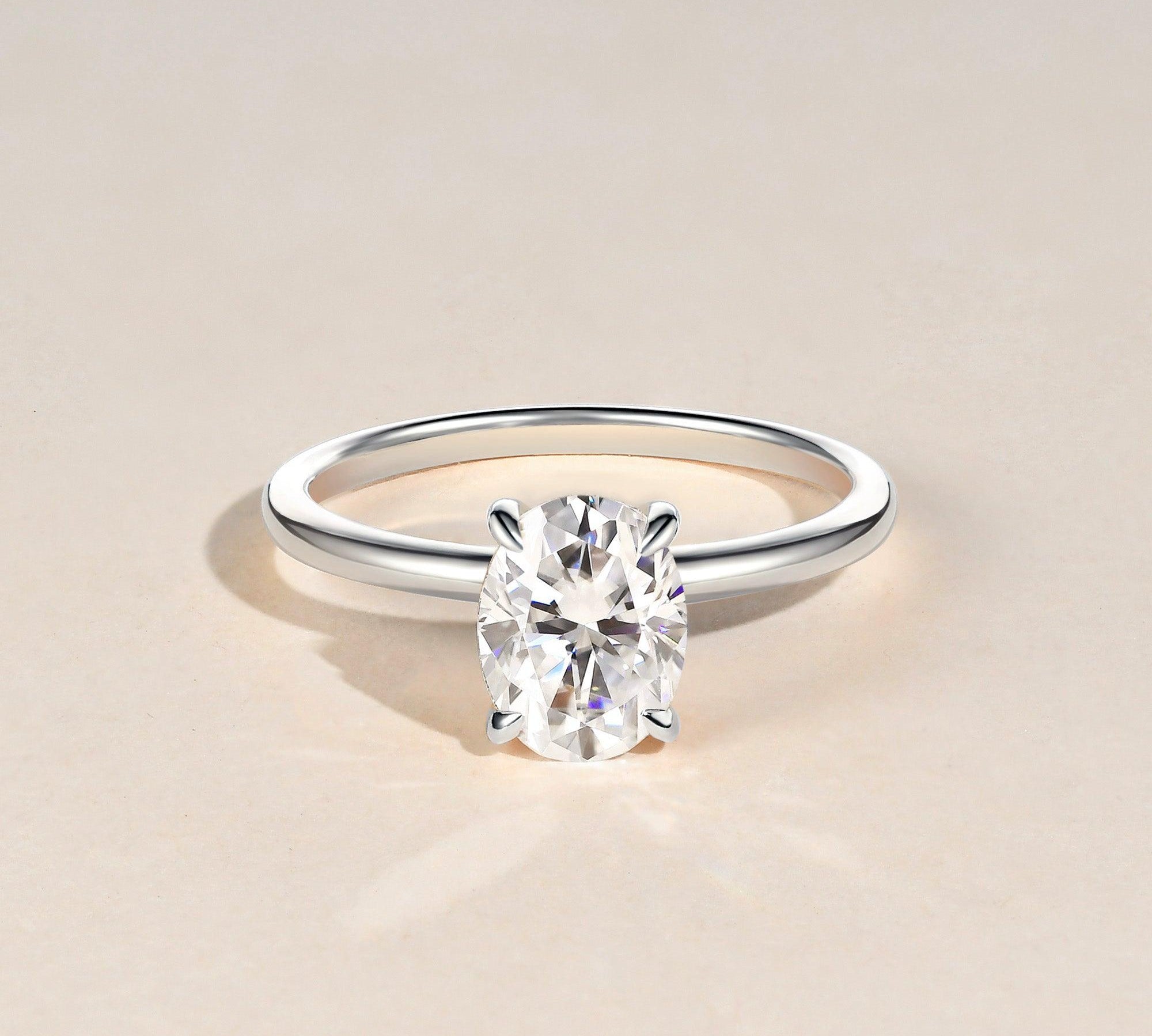 1.33 CT Oval Cut Solitaire Moissanite Engagement Ring 1