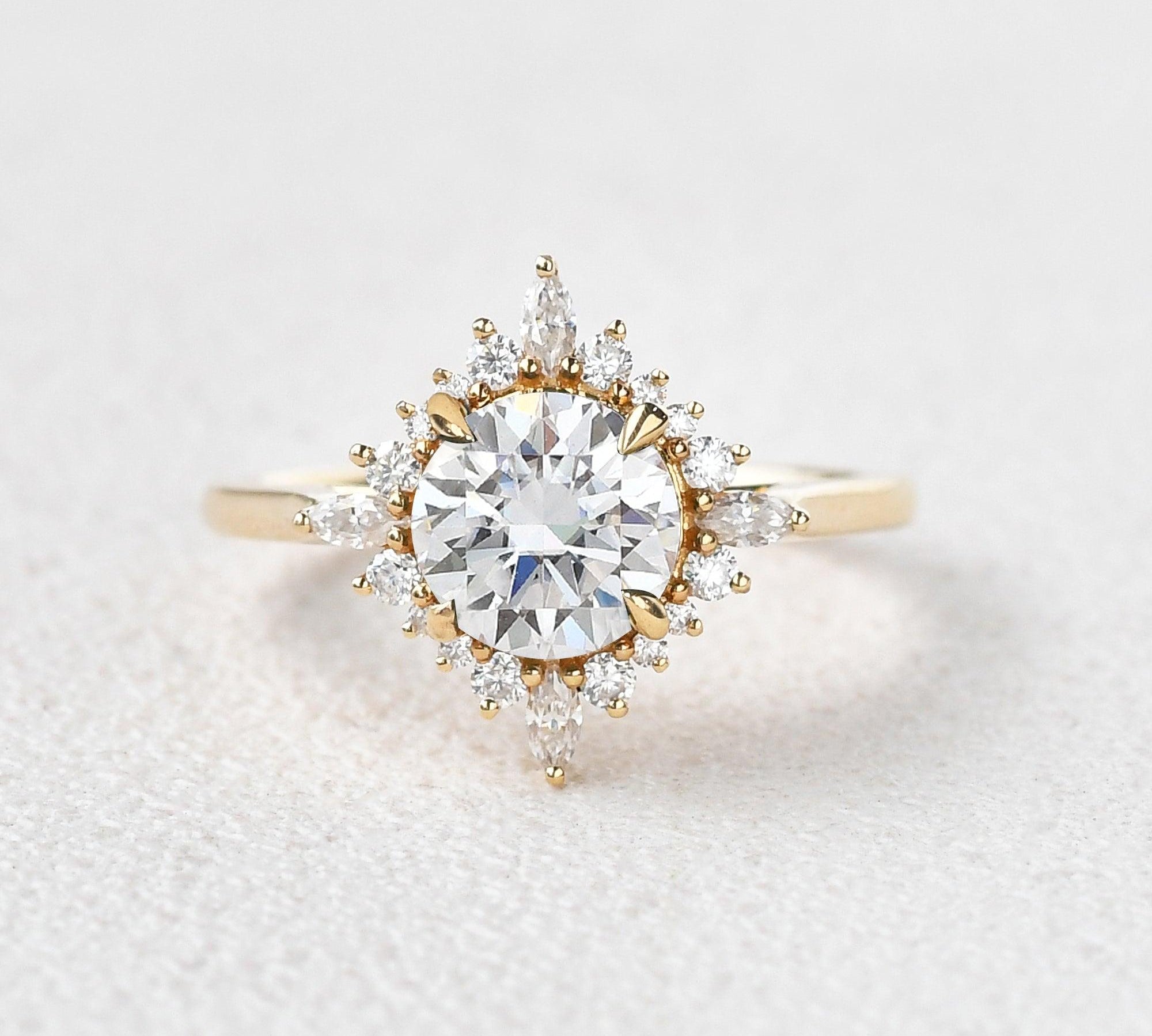 1.8 CT Round Cut Halo Moissanite Engagement Ring 1