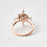 0.7 CT Round Cut Cluster Halo Moissanite Engagement Ring 3