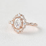 1.33 CT Oval Cut Art Deco Pave Moissanite Engagement Ring 2