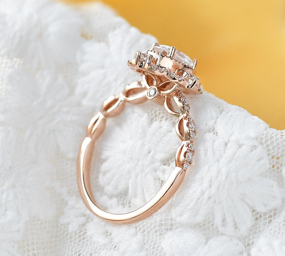 1.33 CT Oval Cut Art Deco Pave Moissanite Engagement Ring 3