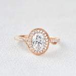 1.33 CT Oval Cut Halo Pave Moissanite Engagement Ring 5