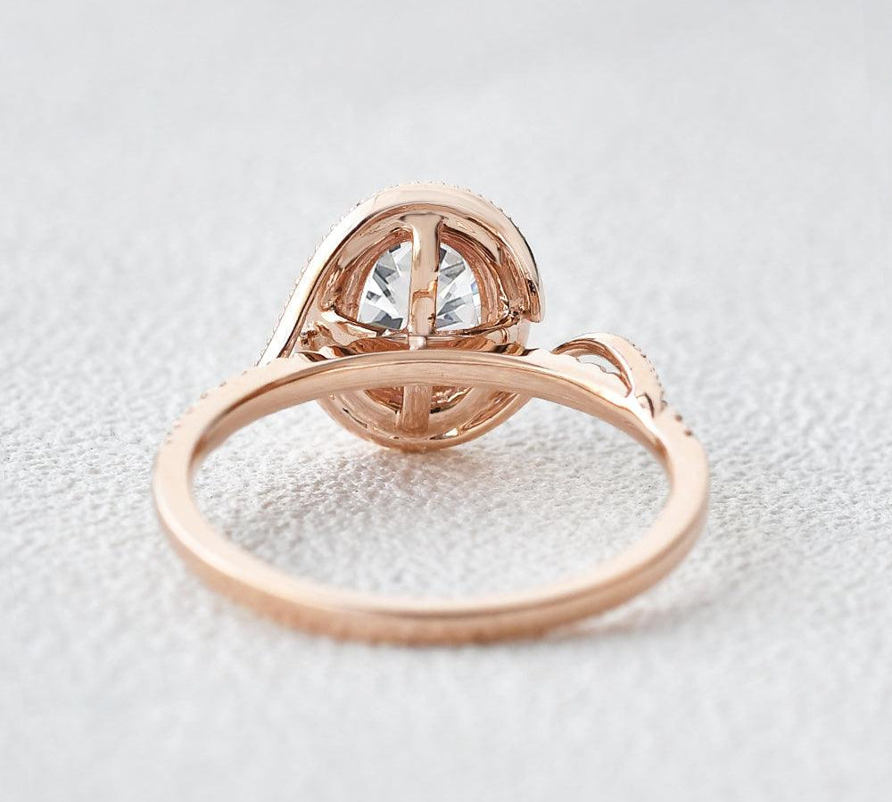 1.33 CT Oval Cut Halo Pave Moissanite Engagement Ring 3