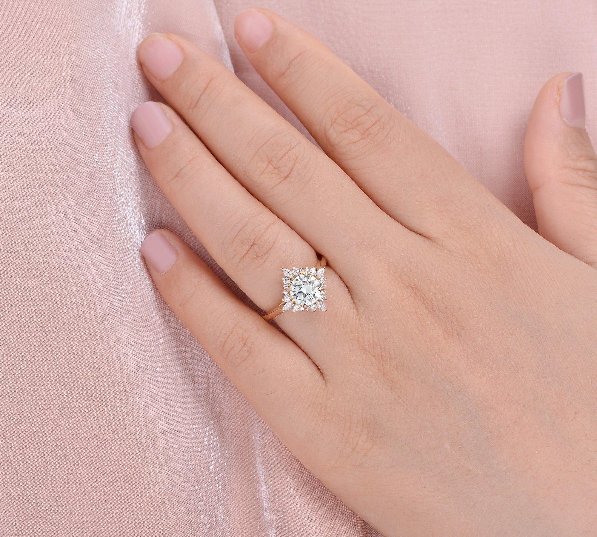 1.8 CT Round Cut Halo Moissanite Engagement Ring 3